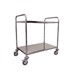 2 Shelf Stainless Steel Tray Trolley – 100kg Capacity with Braked Castors