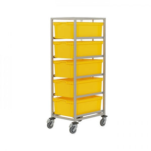 Single Euro Container Trolley for 5 x 43.8L Boxes, Silver Mild Steel, Pack of 1