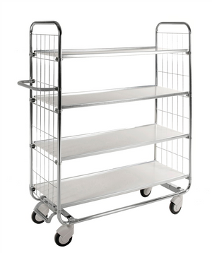 Series 8000 electrogalvanised shelving trolley with central lock and 250 kg capacity