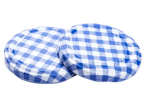 63mm blue gingham print metal twist-off caps for glass jar sealing