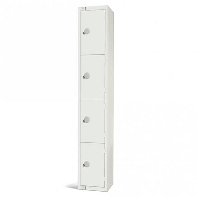 All White Steel Locker with Cam Key Lock, 300mm Depth