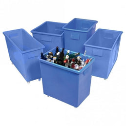 Food Grade Bar Empty Bottle Trolley - Blue Mobile Container Skip