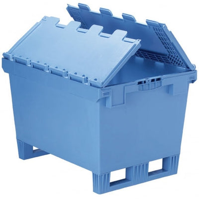 Heavy Duty Attached Lid Container with Fork Entry Shoes