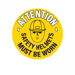 Floor Marker Graphic Sign - Attention Safety Helmets Must Be Worn