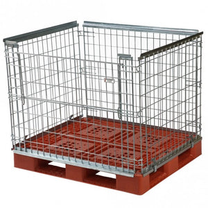 Stackable Pallet Retention Unit with Half Hinged Gate