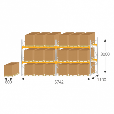 Steel Pallet Racking Kit Starter Bay, Industrial Warehouse Storage System, 3000H x 1100D mm