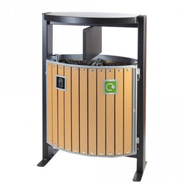 Twin Wood Effect Slatted Outdoor Litter Bin – 2 x 39 Litre – 1000x700x400mm